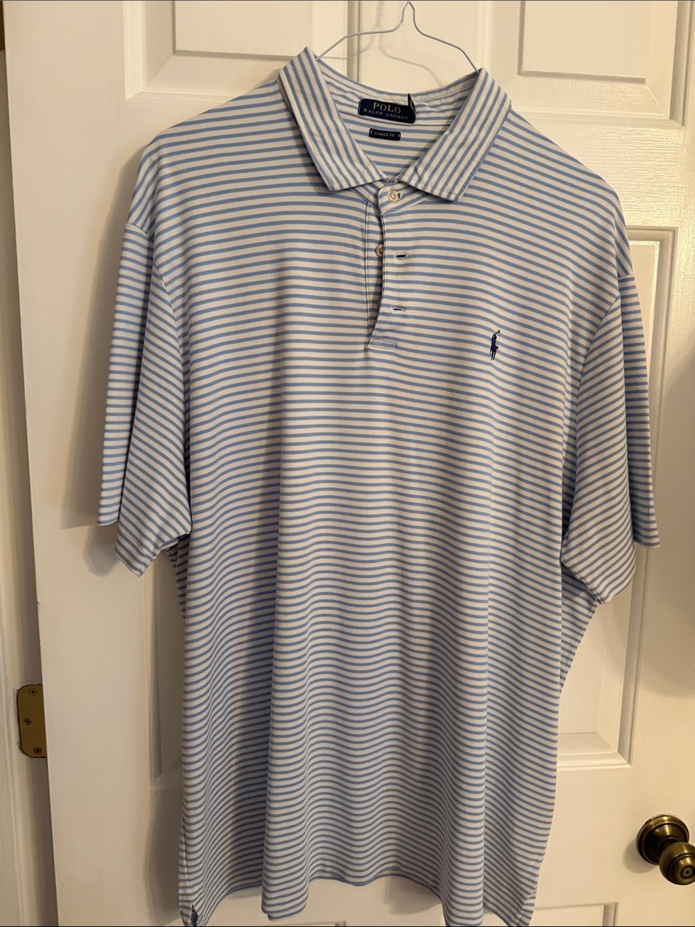 Polo by Ralph Lauren Men’s Light Blue & White Striped Polo